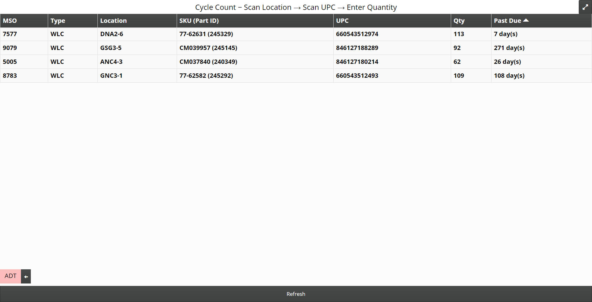 Cycle Count Screenshot Number 1 of 4